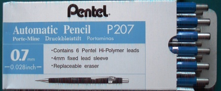 Pentel P207 0.7mm Auto Drafting Pencil Blue - Free Ship.